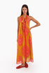 Sleeveless long dress in cotton voile